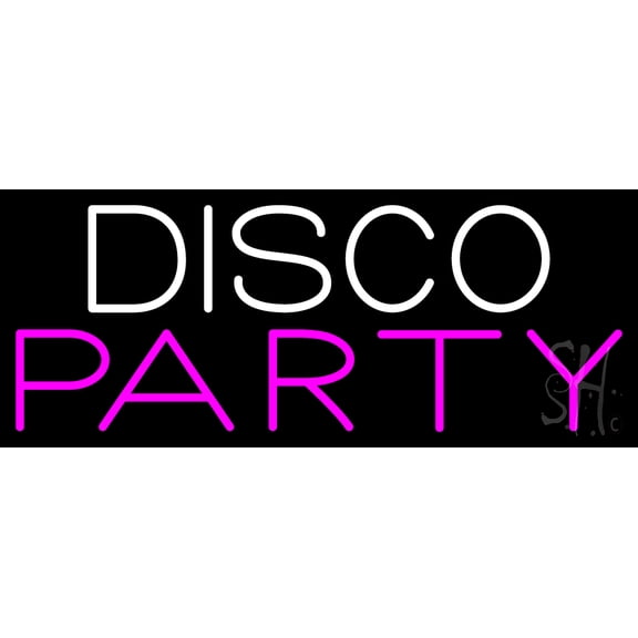 Disco Party 2 LED Neon Sign 10 x 24 - inches, Black Square Cut Acrylic Backing, with Dimmer - Bright and Premium built indoor LED Neon Sign for Event, Party.