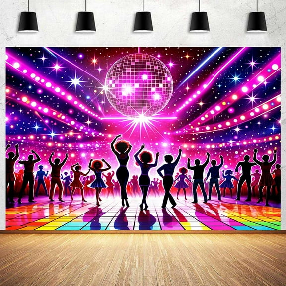 Disco Party Decorations Backdrop, Retro Back To 60s 70s 80s 90s Disco Party Theme Decorations Banner, Neon Dance Party Disco Banner Photography Background for Birthday Party, 10X8FT