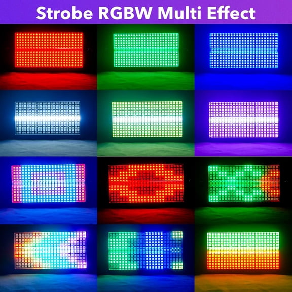 Disco Party Lights, 8 Partition RGBW 4-in-1 Background Auto Play Uplight,DMX512 Sound Activated Control LED Strobe Light for Parties Live Gig Home Dance Events