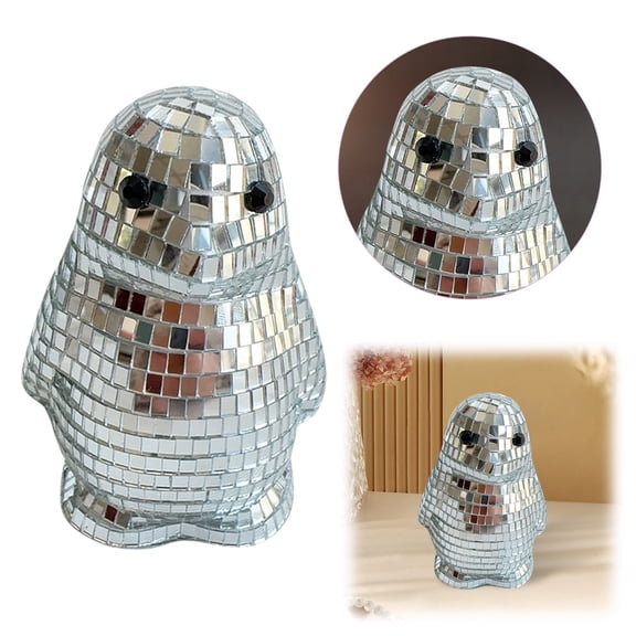Disco Penguin LED Desktop Ornament with Rotating Base, Light Up Figurine for Home Party Bedroom Table Festival Decor