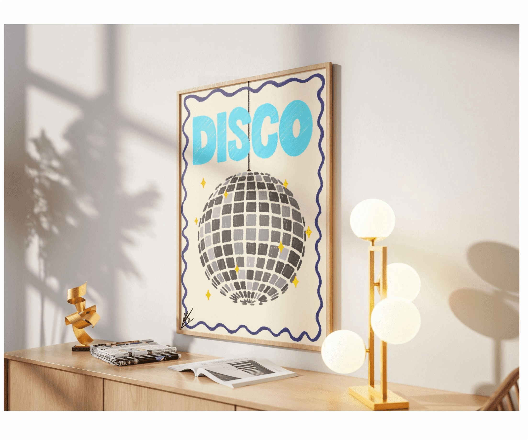 Disco Poster Discoball Poster Dancing Disco Poster Vibrant Poster Art ...
