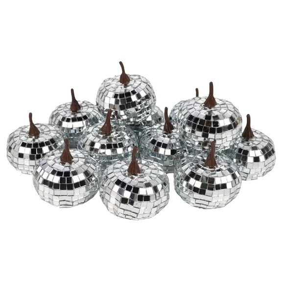 Disco Pumpkin Halloween Silver Pumpkin Fall Glitter Pumpkins For Decorating Reflective Foam Cool And Silver Disco For Bar Desktop Ornament Home Decor