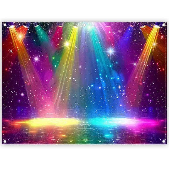 Disco Rainbow Stage Backdrop Retro Light Banner