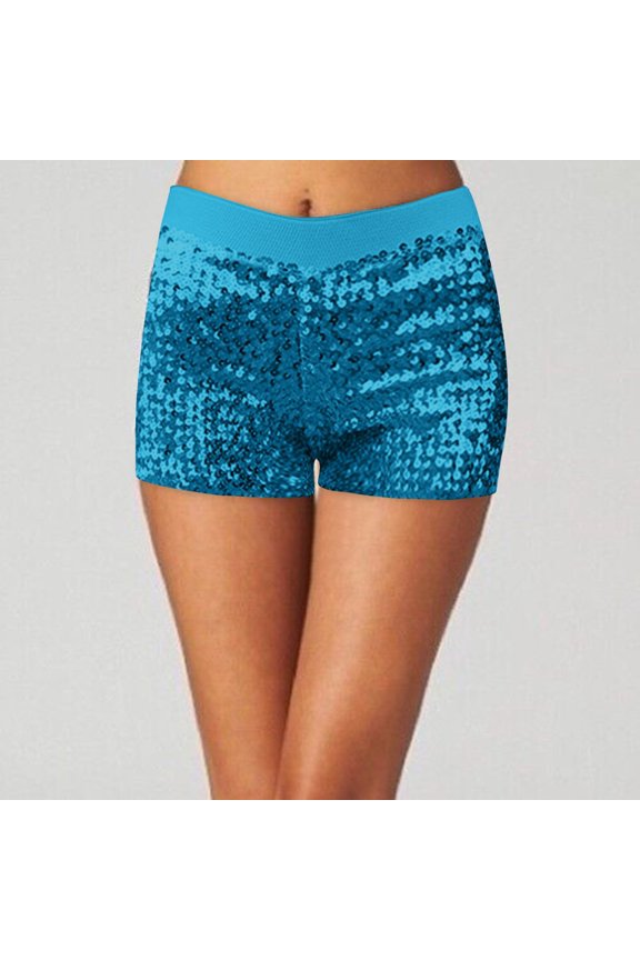 Disco Sequins Women's Shorts Shiny Glitter Dance Hot Pants Mini Stretch Jazz Performance Wear