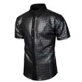 thumbnail image 1 of Disco Soft Print Graphic Mens 70s 80s Shiny Sequin Shirts Metallic Party Short Sleeve Button Down Shirts Funny Nightclub Tee Shirt, 1 of 2
