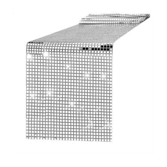 Disco Table Runner Mirror Silver Foil Table Runner Glitter Metallic Table Cover for Disco Dance Wedding