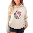 thumbnail image 1 of Disco Volleyball Coquette Bow Hoodie for Women & Girls Game Day, Sand Hoodie, M, 1 of 8