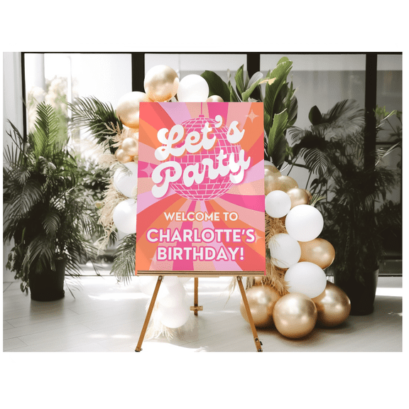 Disco Welcome Sign Disco Birthday Party Disco Decor Birthday Disco Party Sign Pink Disco Birthday Decorations Editable Disco Poster Anna