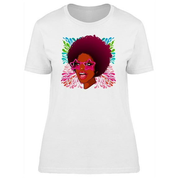 Disco Woman Star Glasses T-Shirt Women -Image by Shutterstock, Female Medium