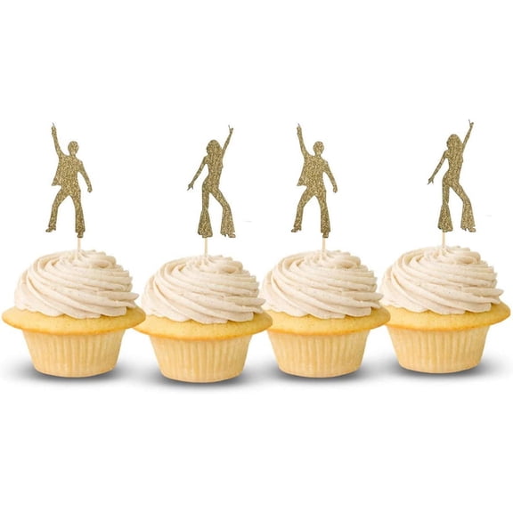 Disco dancing Cup Cake Topper dancer Glitter Card Stock 12 per Pack Cupcake studio 54 dancing machine soul train so you can 70 afro hair
