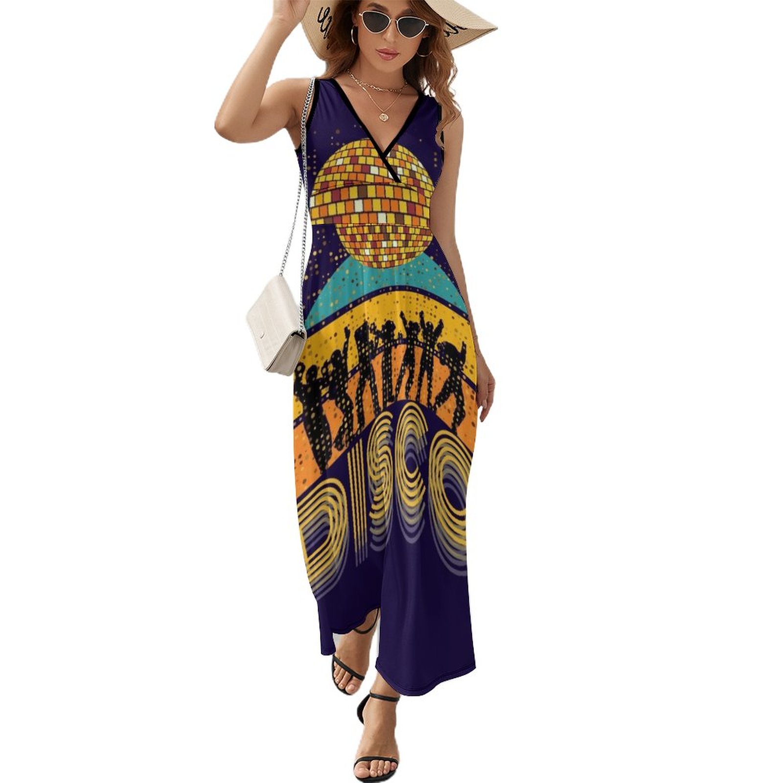 Disco 's s Themed Shirt Vintage Retro Dancing Old School Sleeveless Dress  evening dress women dress summer Long dress - Walmart.com