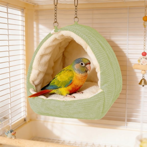 Disco*unt！Parrot Nest for Winter, Warm Plush Hammock for Medium Birds with Thick Cotton, Hanging Top Suspended Bed for Parrots Conures Cage Indoor Sleeping Warmth