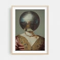 thumbnail image 1 of DiscoHead Queen / Altered Collage Art - Photography Surrealism Modern Art Pop Art Abstract Fashion Humor Vintage Oak Framed Wall Art Print 6 x 8 inches, 1 of 15