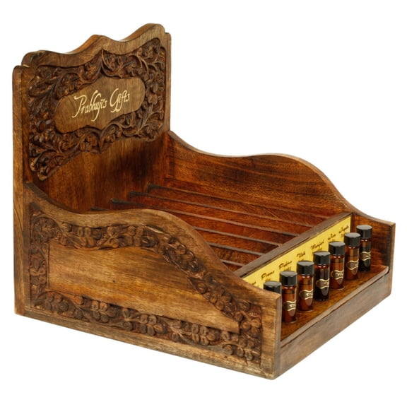 Discontinued Display Rack - Perfume Attar Oils Rack for 56 Tassel Bottles with testers