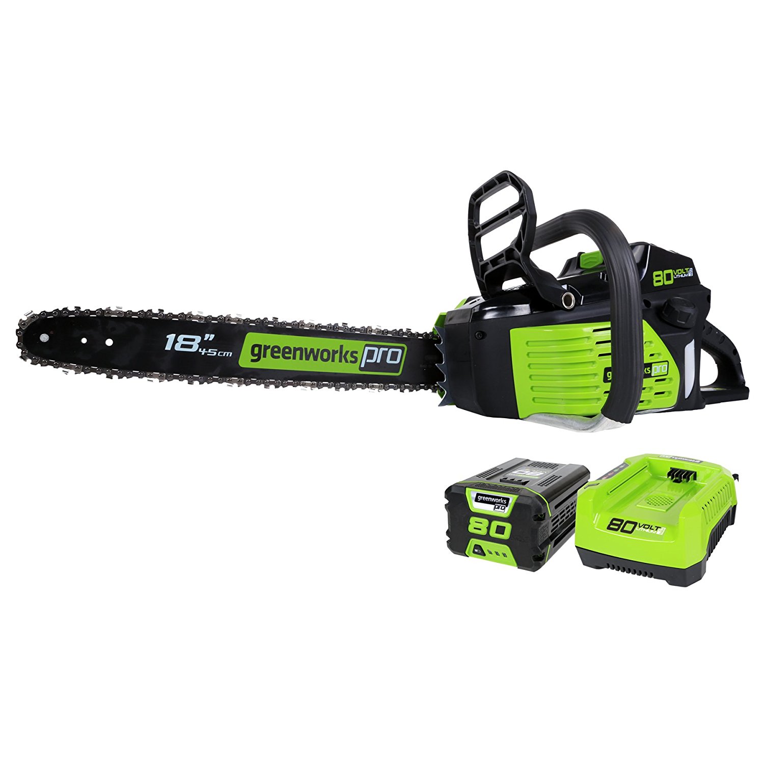 Discontinued - Greenworks Pro 18-Inch 80V Cordless Lithium-Ion Chainsaw, Battery and Charger Included GCS80421 - image 1 of 5