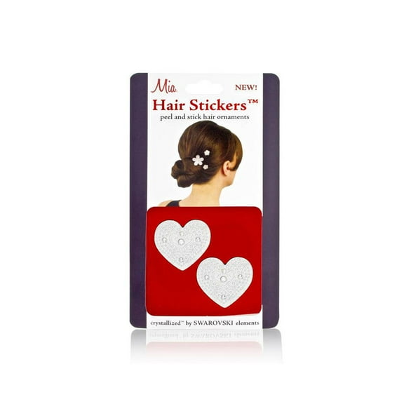 Mia Hair Stickers - Small Model No. 04702 - 2 Silver Hearts