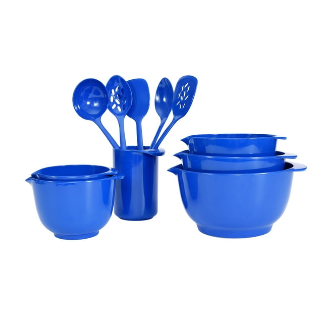 Discontinued - Last Chance Clearance! Mainstays 11PC Melamine Mixing Bowl and Utensil Set- Blue
