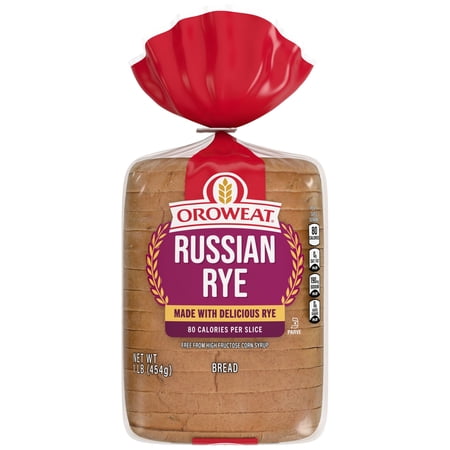 Oroweat Russian Rye Bread, 16 oz, Kosher Dark Rye Pumpernickel Bread, Bag