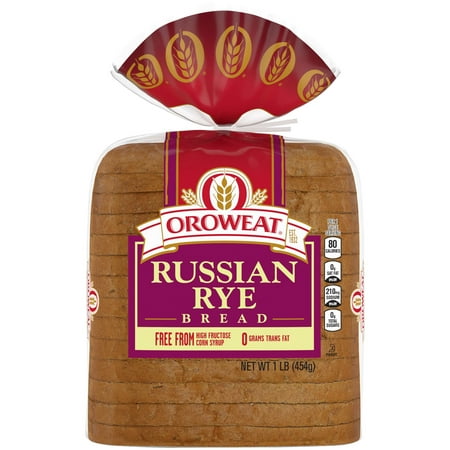 Oroweat Russian Rye Bread, 16 oz, Kosher Dark Rye Pumpernickel Bread, Bag