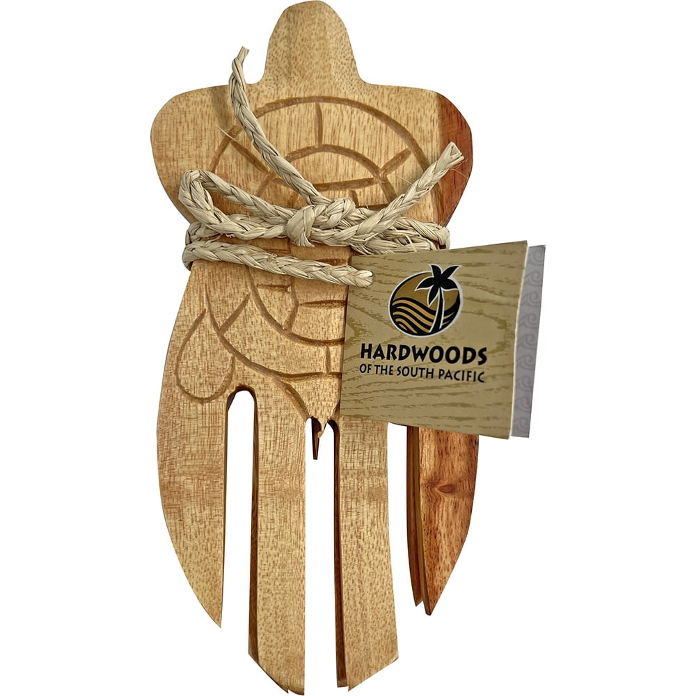 South Seas Native Treasures Salad Serving Hands Honu Kamani Wood