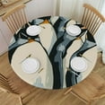 thumbnail image 1 of Orinice Penguins Round Table Cover Stain Resistant Washable Indoor Outdoor Tablecloth Kitchen Dining Wedding Parties Picnic Farmhouse 100% Polyester Fiber 38-42, 1 of 8
