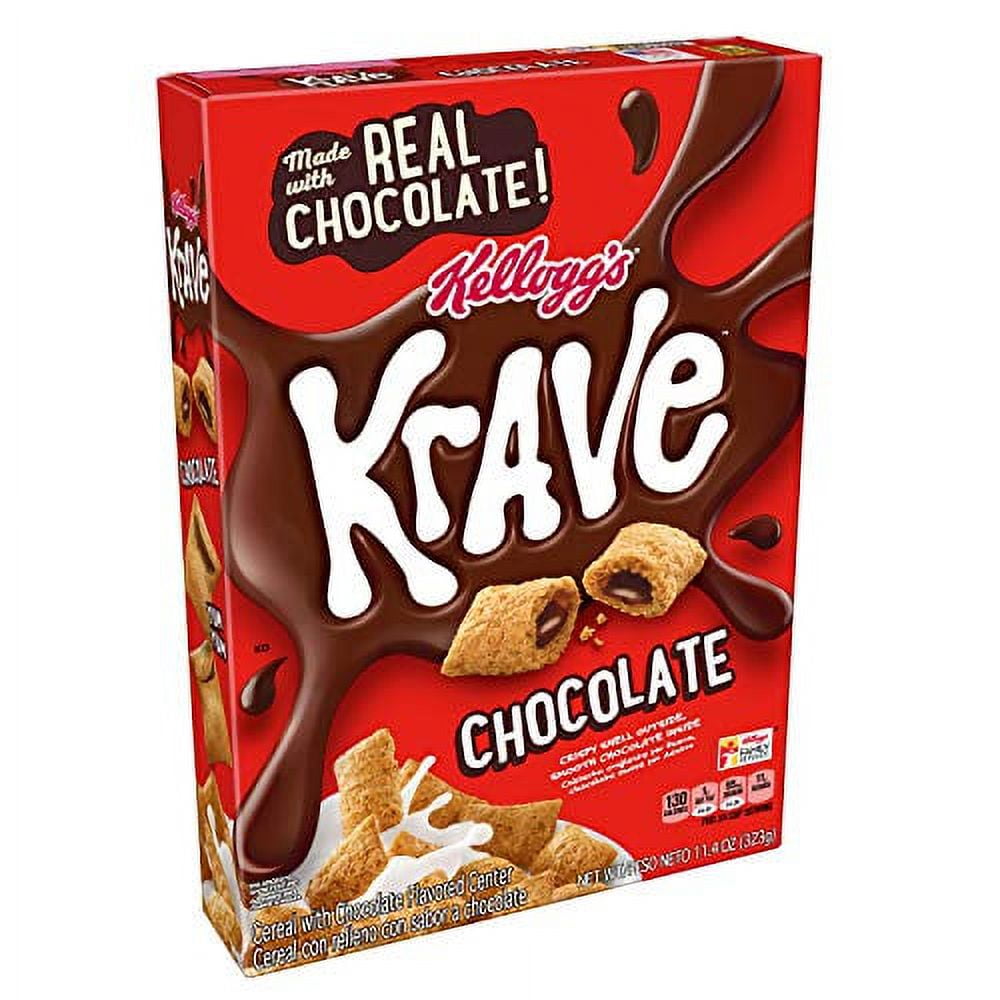 (Discontinued Version) Kellogg's Krave Breakfast Cereal, Chocolate, Good Source of Fiber, 11.4