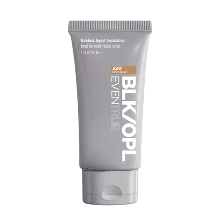 BLK/OPL Even True Flawless Liquid Foundation, Conceals Discoloration, Dewy, Rich Caramel, 1 oz