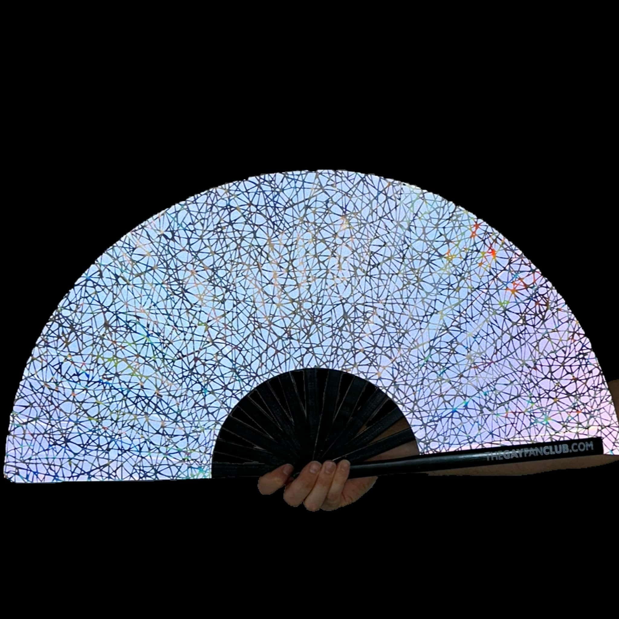Discoteca Reflective Hand Fan | TheGayFanClub . com | Large Folding Bamboo Clack Hand Fan for the Pool