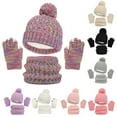thumbnail image 1 of 1-6 Years Children Knit Hat Warm Scarf Gloves Three Piece Thickened Pullover Hat, 1 of 8