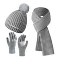 thumbnail image 1 of Discount European And American Winter Knitted Warm Gloves Hats Scarves Three Piece Set with Thick Velvet And Hat Deals, 1 of 3