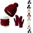 thumbnail image 1 of European And American Winter Knitted Warm Gloves Hats Scarves Three Piece Set with Thick Velvet And Hat, 1 of 3