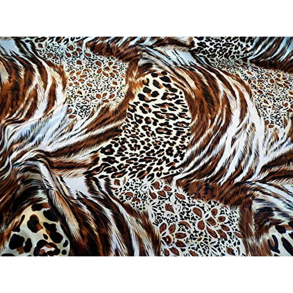 Fabric Charmeuse Silky Bridal Satin Apparel Cheetah Tiger Big Cat CS21