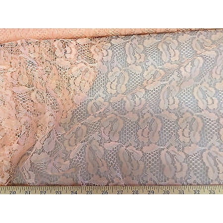 Fabric Lace intricate Salmon Pink Free Shipping USA LC3 (Yard)