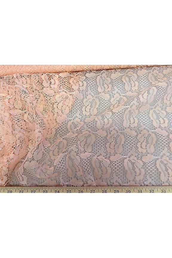 Fabric Lace intricate Salmon Pink Free Shipping USA LC3 (Yard)