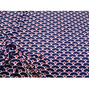 Fabric Printed Spandex 4 Way Stretch Navy Red White Wavy Scales B207