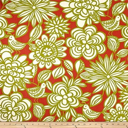 Fabric Richloom Upholstery Drapery Linen Mcvie Mango Floral Birds MM11
