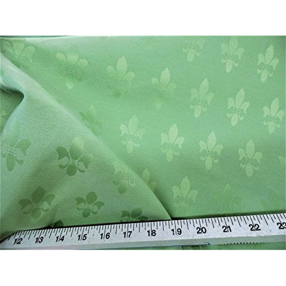 Discount Fabric Upholstery Drapery Twill Jacquard Fleur de Lis Mint Green DR31 (Yard)
