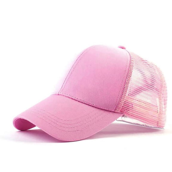 Fdelink Baseball Hat Sun UV Protection Hat Outdoor Unisex Baseball Mesh Cap Open Back Solid Color Sun Hat Cap Pink