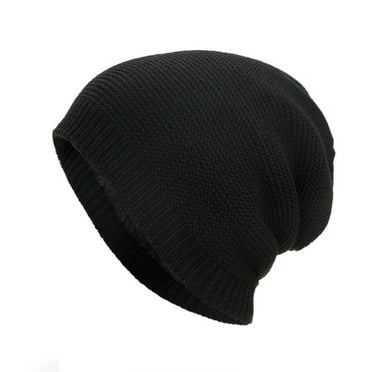 Discount! Fdelink Beanie Hat Winter Hats Unisex Winter Cotton Hat Warm and Fleece Knitted Hat Black