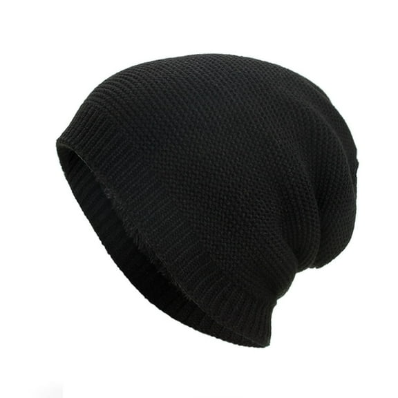 Fdelink Beanie Hat Winter Hats Unisex Winter Cotton Hat Warm and Fleece Knitted Hat Black