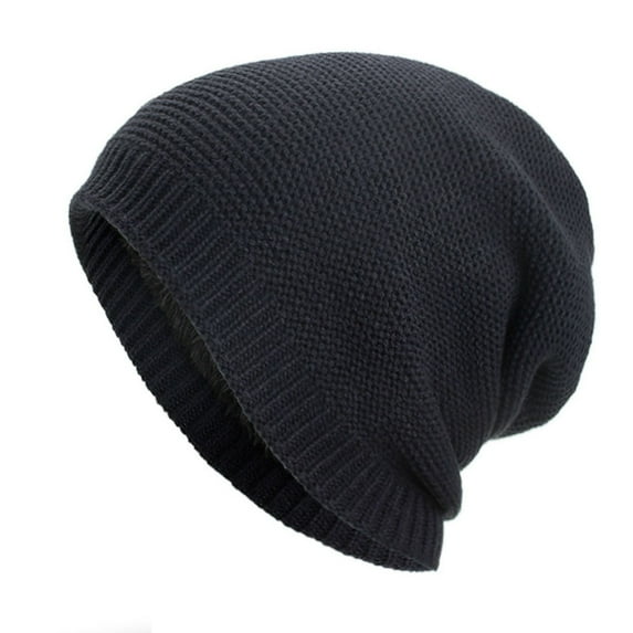 Discount! Fdelink Beanie Hat Winter Hats Unisex Winter Cotton Hat Warm and Fleece Knitted Hat Navy