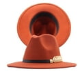 thumbnail image 1 of Discount! Fdelink Womens Classic Wide Floppy Panama Hat Belt Buckle Wool Women's Hat (Orange), 1 of 2