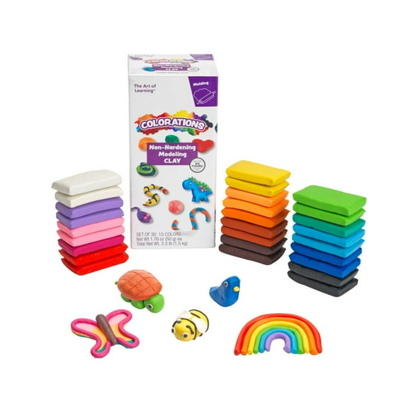 Discount School Supply Colorations Non Hardening Clay 30 Bricks, 15 Colors