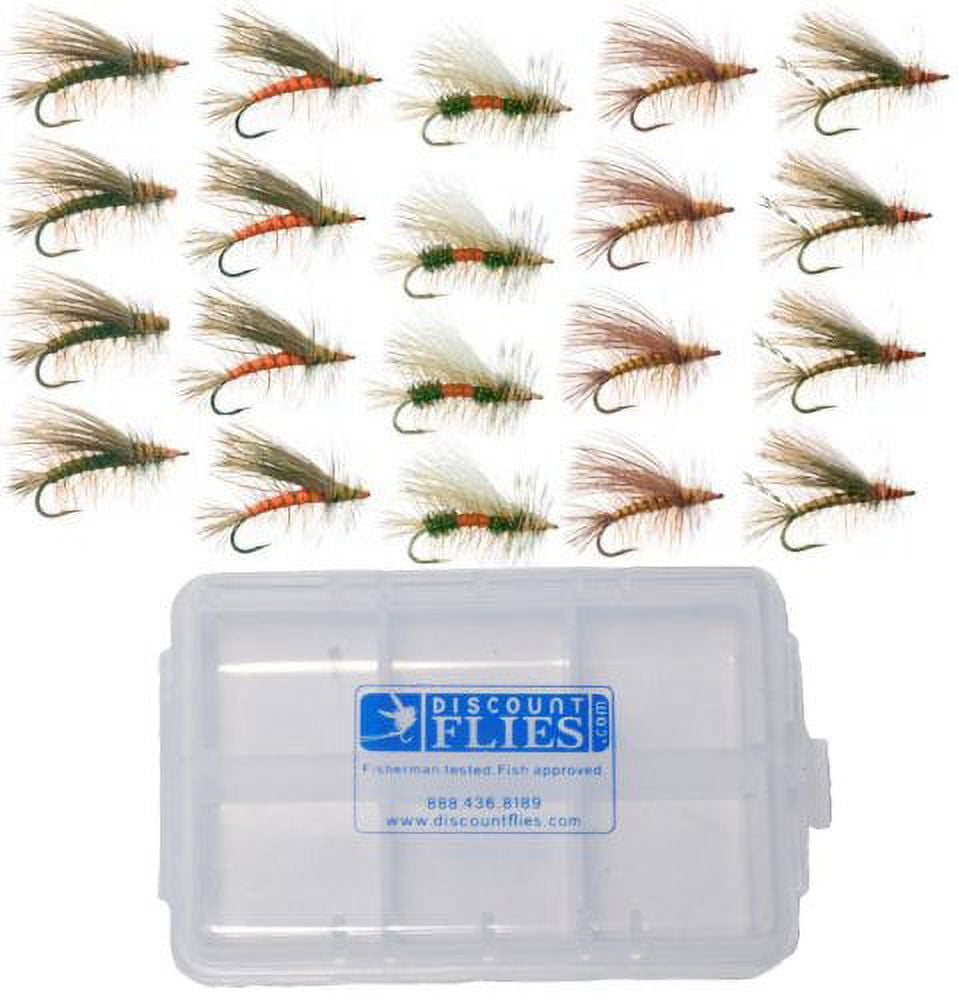 DiscountFlies Stimi Fly Fishing Flies - Fishing Kit Dry Flies + Fly Box -  Realistic & Effective Fly Fishing Accessories - Flies for Fly Fishing on