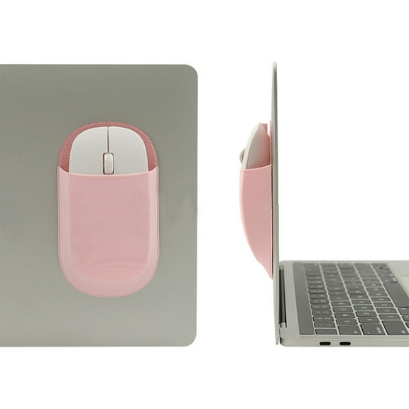 Discounted Items Slim Mouse Holder for Laptop, Universal Stick-On Mouse Pouches with Reusable Adhesive Mouse Pocket, Mouse Storage Bags for Computer Office Home, Pink
