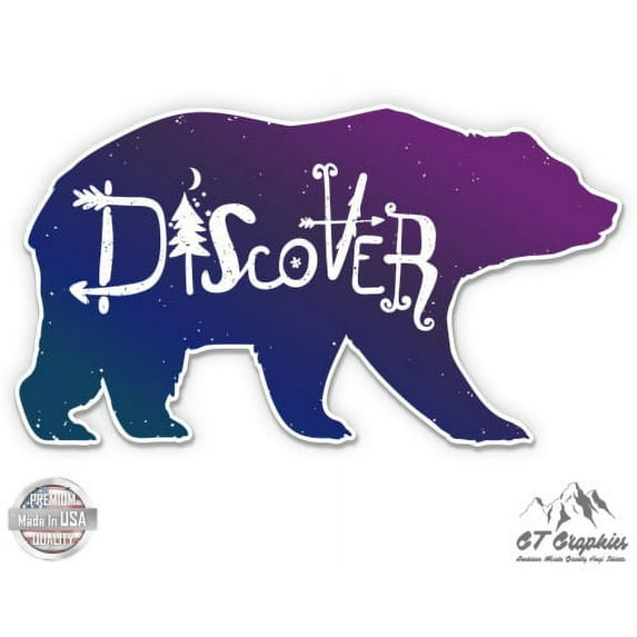 Discover Bear Colorful - 5" Vinyl Sticker - For Car Laptop I-Pad - Waterproof Decal