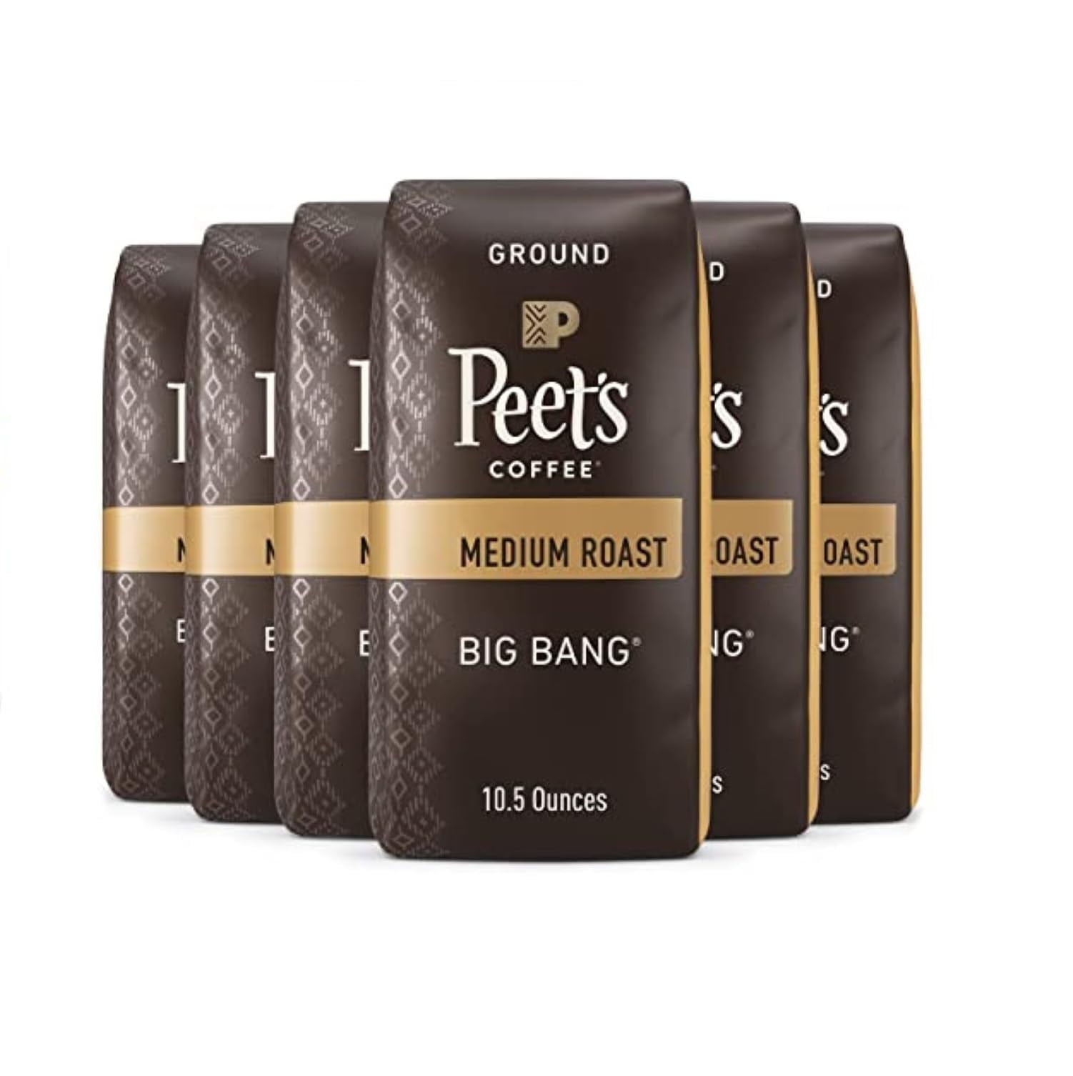 Discover Bold Flavors with Peet's Coffee - Big Bang Medium Roast Ground Coffee Bundle (63oz, Six Bags of 10.5oz).