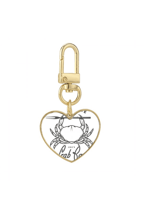 Discover Crab Marine Organism Gold Heart Keychain Metal Keyring Holder