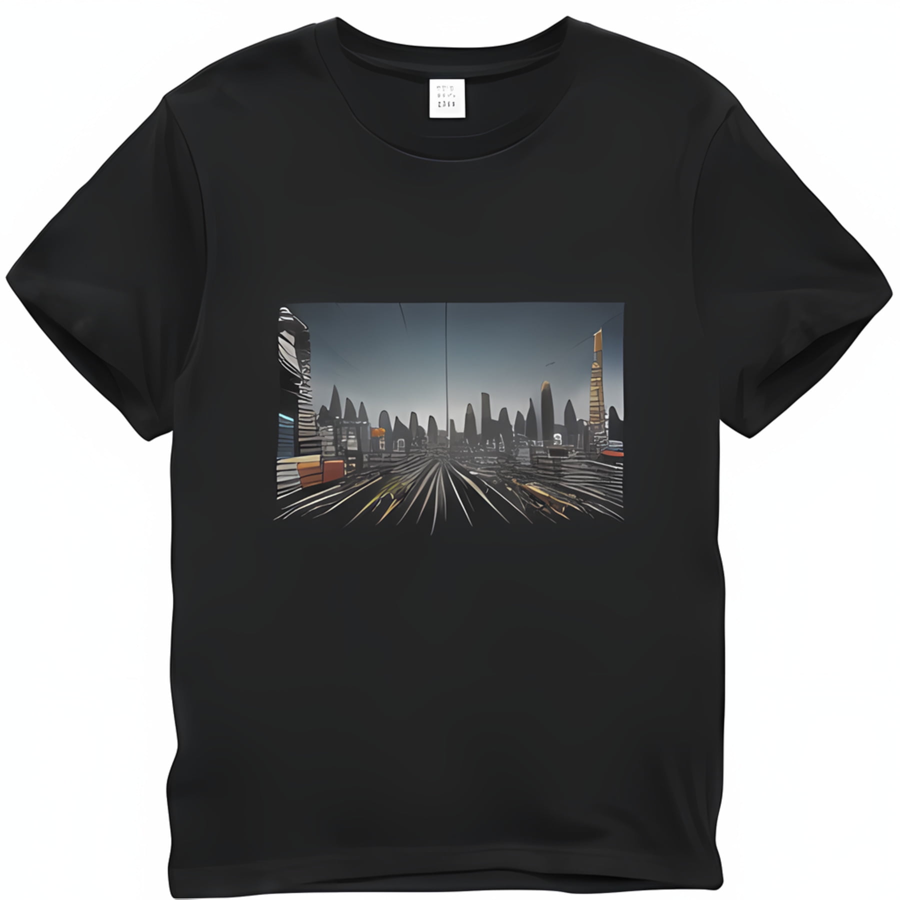 Discover Futuristic Style: Black T-Shirts with Bold Chest Graphics for