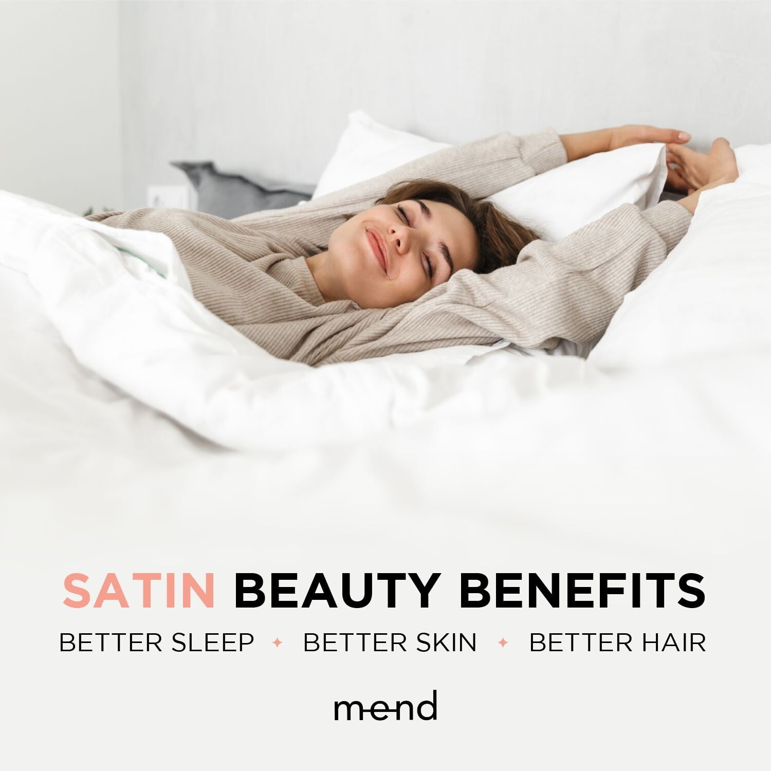 White Satin Standard/Queen Pillowcase for Skin & Hair